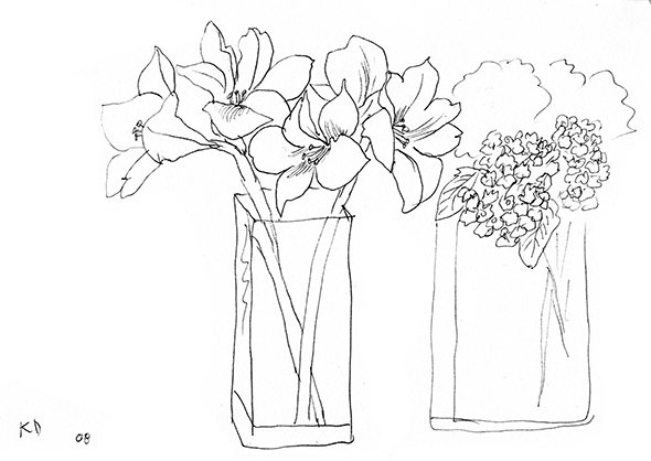 Two vases of flowers