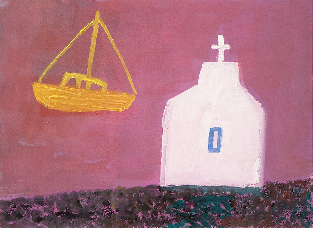 Church and the yellow boat