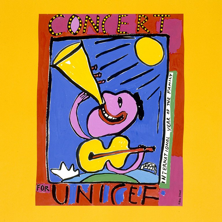 <p><em><strong>Concert for Unicef International year of the family</strong></em>, 1994, gouache on paper, 61 x 51 cm</p>