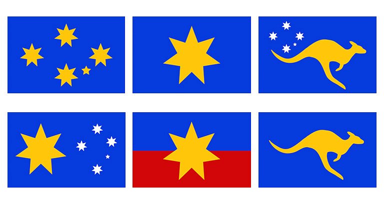<p>Designs for a new Australian flag 1-6, 2018</p>
<p>Artists proof</p>
