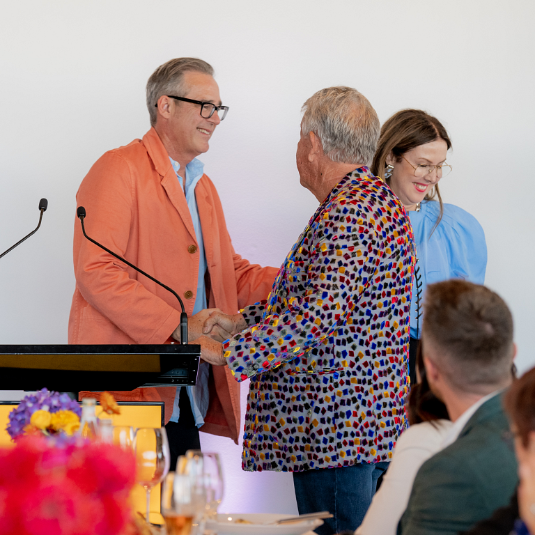 <p>Ken was presented the Lifetime Achievement Award by last year's winners, Stephen Ormandy and Louise Olsen from Dinosaur Designs.</p>